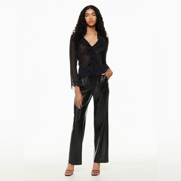 Aritzia Wilfred Effortless Pant High-Waisted Vegan Leather Pants - Size 4 - Picture 1 of 9